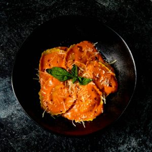 Lobster Ravioli in Pink Sauce