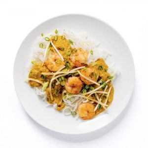 Singaporean Laksa Noodles with Seared Shrimp